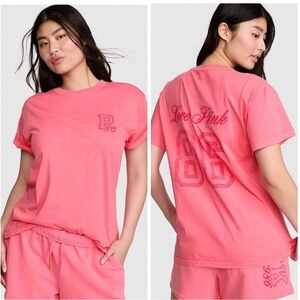 Victoria’s Secret PINK Campus Tee Vivid Pink Love Pink 86 NWT Sold Out